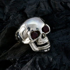 Amanda Red Toi Et Moi Ring Skull Design Silver