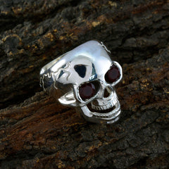 Amanda Red Toi Et Moi Ring Skull Design Silver