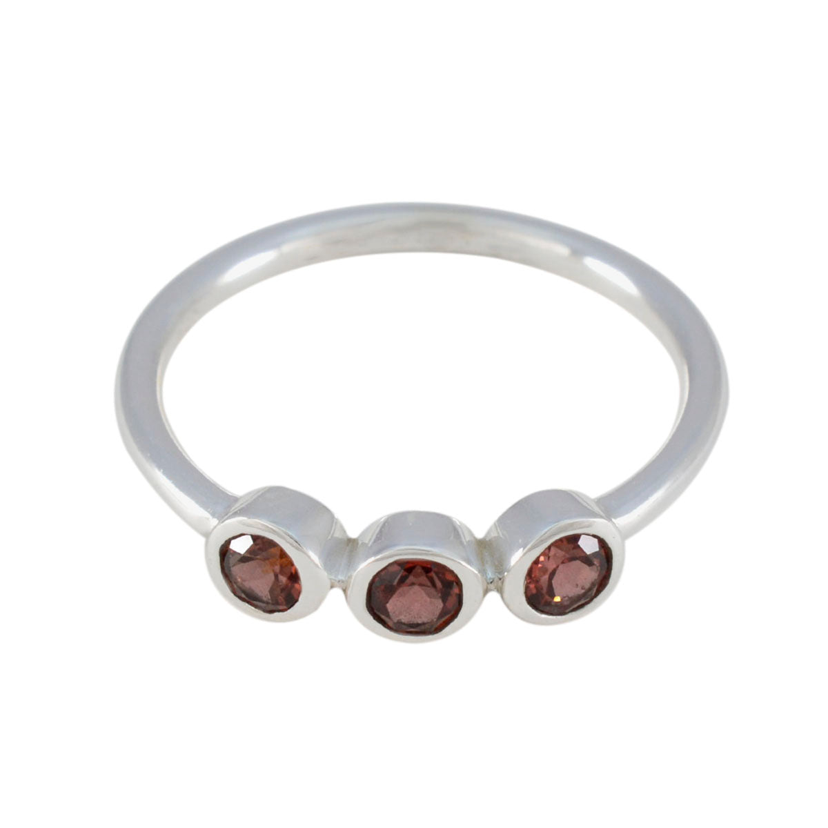 Zazlle Red Trilogy Ring in Silver - Stunning Gemstone Design Garnet Red