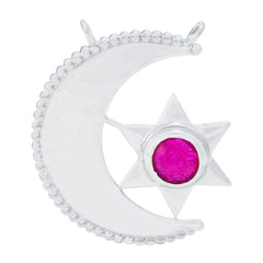 Zoe Red Wedding Pendant with Moon and Star Design Indian Ruby Red Red