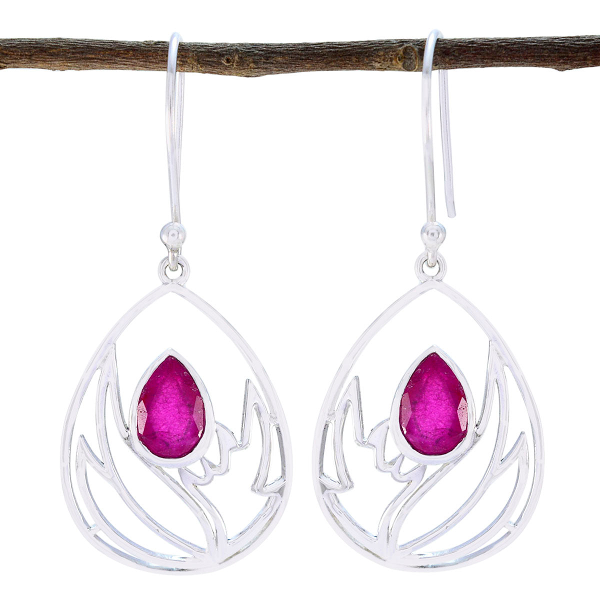 Josephine Red Whisper Solitaire Earrings - Chic Style Indian Ruby Red Dangle