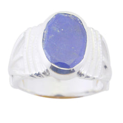 Nisa Retro Blue Solitaire Ring for Stylish Elegance Lapis Lazuli Blue