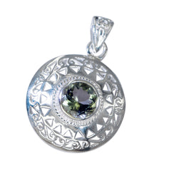 Florencia Retro Green Pendant with Intricate Silver Design Green Amethyst Light Green Light Green