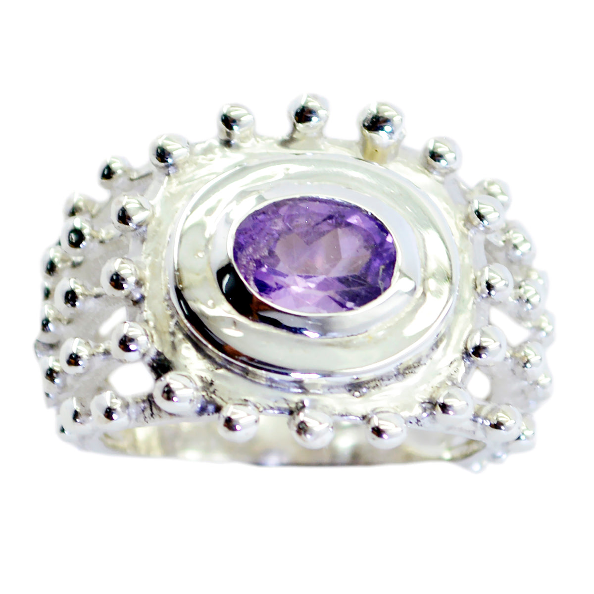 Agustina Retro Purple Solitaire Ring Amethyst Purple