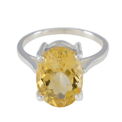 Alejandra Yellow Solitaire Ring with Oval Gemstone Citrine Yellow