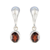 Riley Red Solitaire Earrings for Everyday Glam Garnet Red Stud
