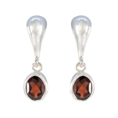 Riley Red Solitaire Earrings for Everyday Glam Garnet Red Stud