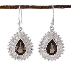 Rina Brown Dangle Earrings for Elegant Style Smoky Quartz Brown Dangle