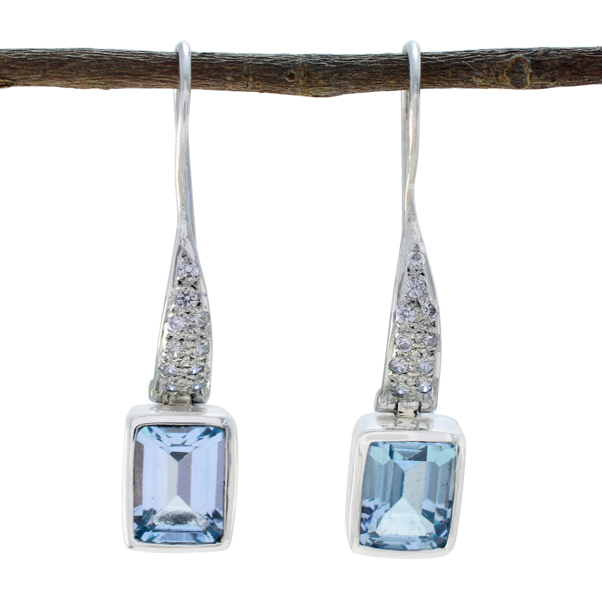 Alice Blue Featherlight Dangle Earrings in Elegant Style Blue Topaz Blue Dangle
