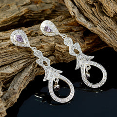 Riya Purple Stud Earrings - Elegant Gemstone Design