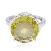 Aaliyah Yellow Solitaire Ring - Stunning Gemstone Elegance Lemon Quartz Yellow
