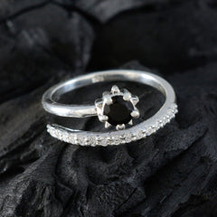 Riya Abstract Black Gemstone Ring with Silver Accents