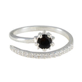 Riya Abstract Black Gemstone Ring with Silver Accents Black Onyx Black