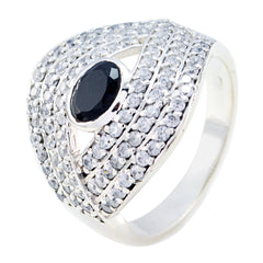 Maria Abstract Black Halo Ring with Sparkling Stones