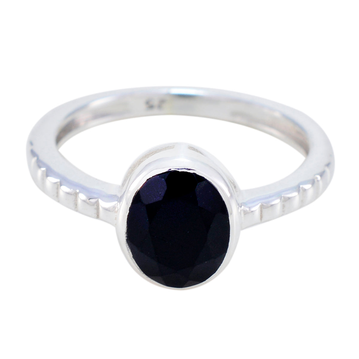 Hye-jin Abstract Black Solitaire Ring Black Onyx Black