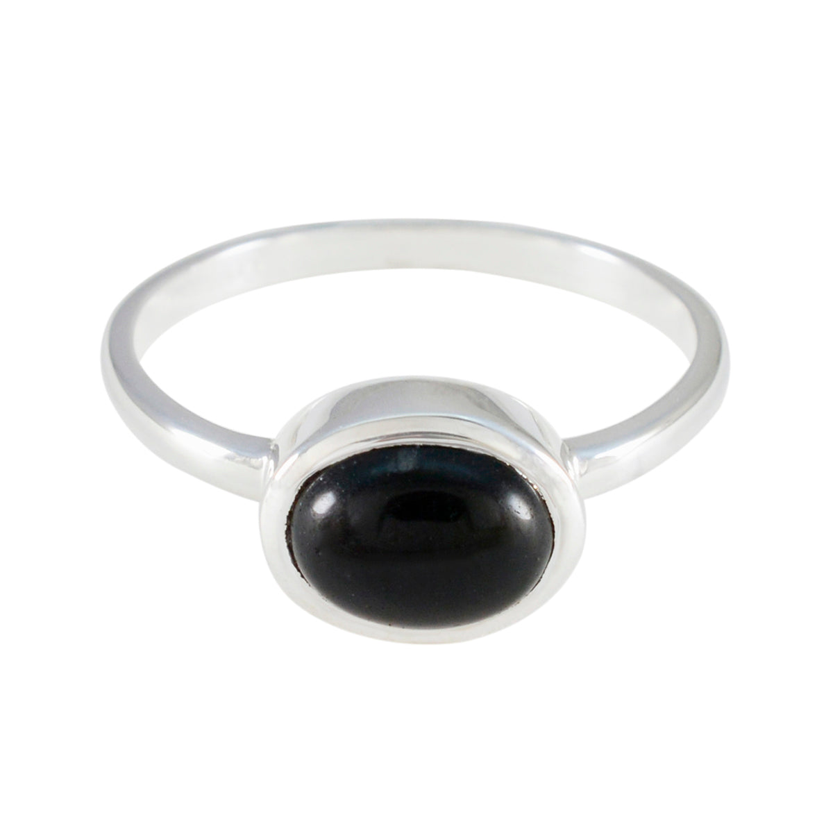 Natcha Abstract Black Solitaire Ring in Silver Black Onyx Black