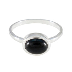 Natcha Abstract Black Solitaire Ring in Silver Black Onyx Black