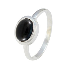 Natcha Abstract Black Solitaire Ring in Silver