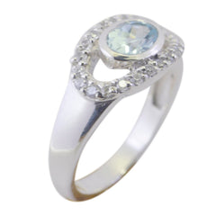 Ellie Abstract Blue Gemstone Halo Ring with Silver Band
