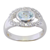 Ellie Abstract Blue Gemstone Halo Ring with Silver Band Blue Topaz Blue