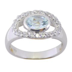 Ellie Abstract Blue Gemstone Halo Ring with Silver Band Blue Topaz Blue