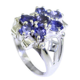 Lea abstract blue gemstone ring with multiple oval blue stones set in silver band