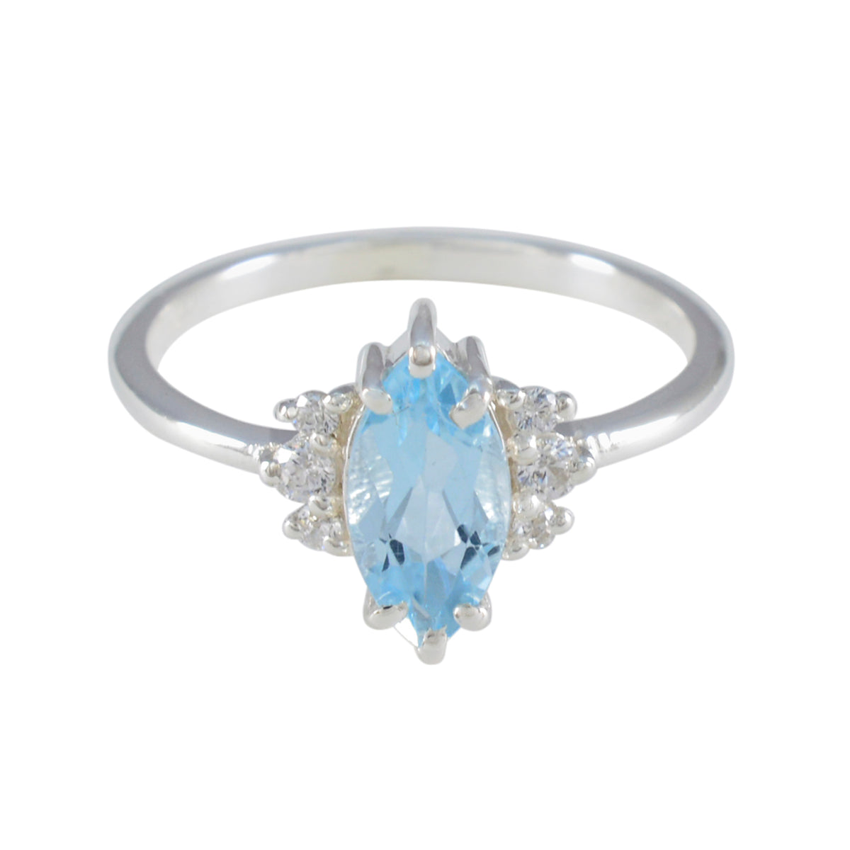 Emi Abstract Blue Gemstone Ring with Sparkling Accents Blue Topaz Blue