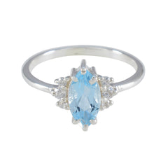 Emi Abstract Blue Gemstone Ring with Sparkling Accents Blue Topaz Blue