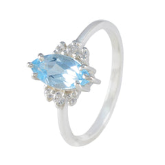 Emi Abstract Blue Gemstone Ring with Sparkling Accents