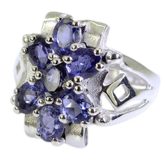 Lea abstract blue gemstone ring featuring multiple oval blue stones set in silver band