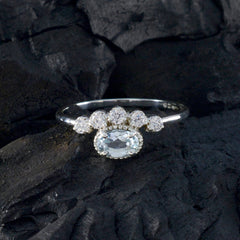 Hua Abstract Blue Halo Ring with Sparkling Stones