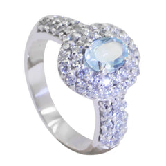 Giulia Abstract Blue Halo Ring with Sparkling Stones
