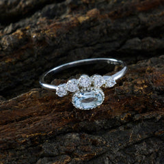 Hua Abstract Blue Halo Ring with Sparkling Stones