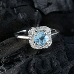 Ji-eun Abstract Blue Halo Ring with Sparkling Gemstone