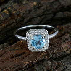 Ji-eun Abstract Blue Halo Ring with Sparkling Gemstone