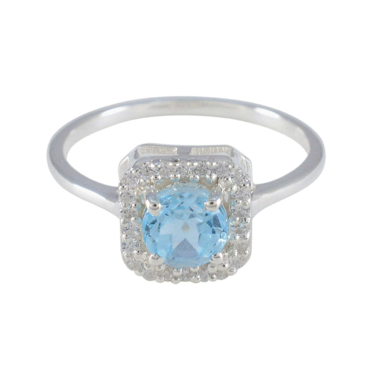 Ji-eun Abstract Blue Halo Ring with Sparkling Gemstone Blue Topaz Blue