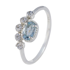 Hua Abstract Blue Halo Ring with Sparkling Stones