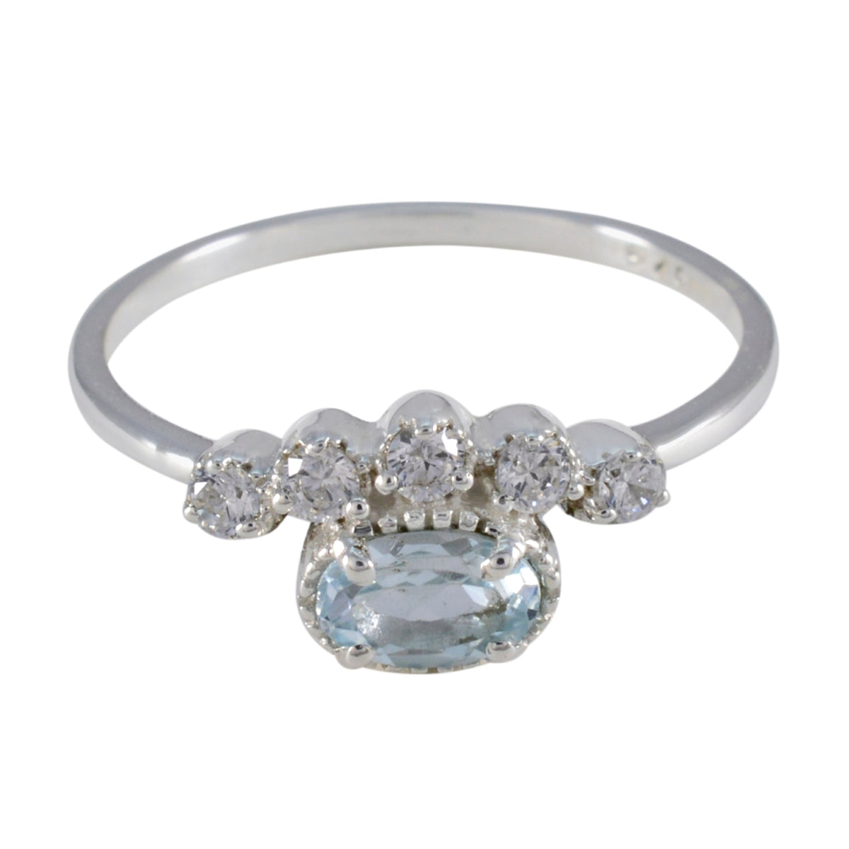 Hua Abstract Blue Halo Ring with Sparkling Stones Blue Topaz Blue