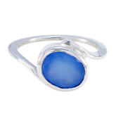 Ines Abstract Blue Solitaire Ring in Silver Blue Chalcedony Blue