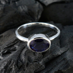 Priya Abstract Blue Solitaire Ring in Sterling Silver