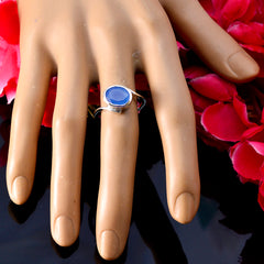 Ines Abstract Blue Solitaire Ring in Silver