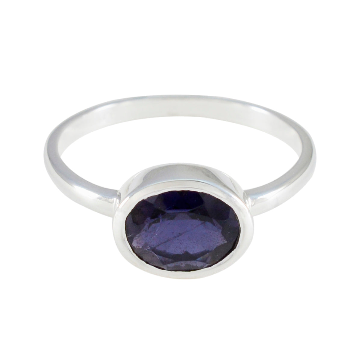Priya Abstract Blue Solitaire Ring in Sterling Silver Iolite Blue
