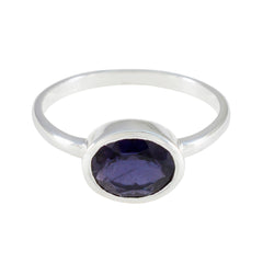 Priya Abstract Blue Solitaire Ring in Sterling Silver Iolite Blue