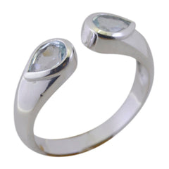 Li Lee abstract blue toi et moi ring sterling silver open band with two pear shaped blue gemstones