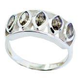 Elena abstract brown gemstone ring with five marquise-cut brown gemstones set in silver band