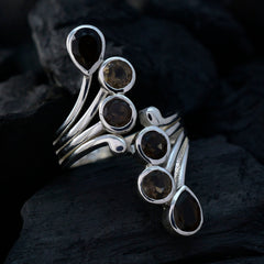 Alejandra Abstract Brown Gemstone Ring in Silver