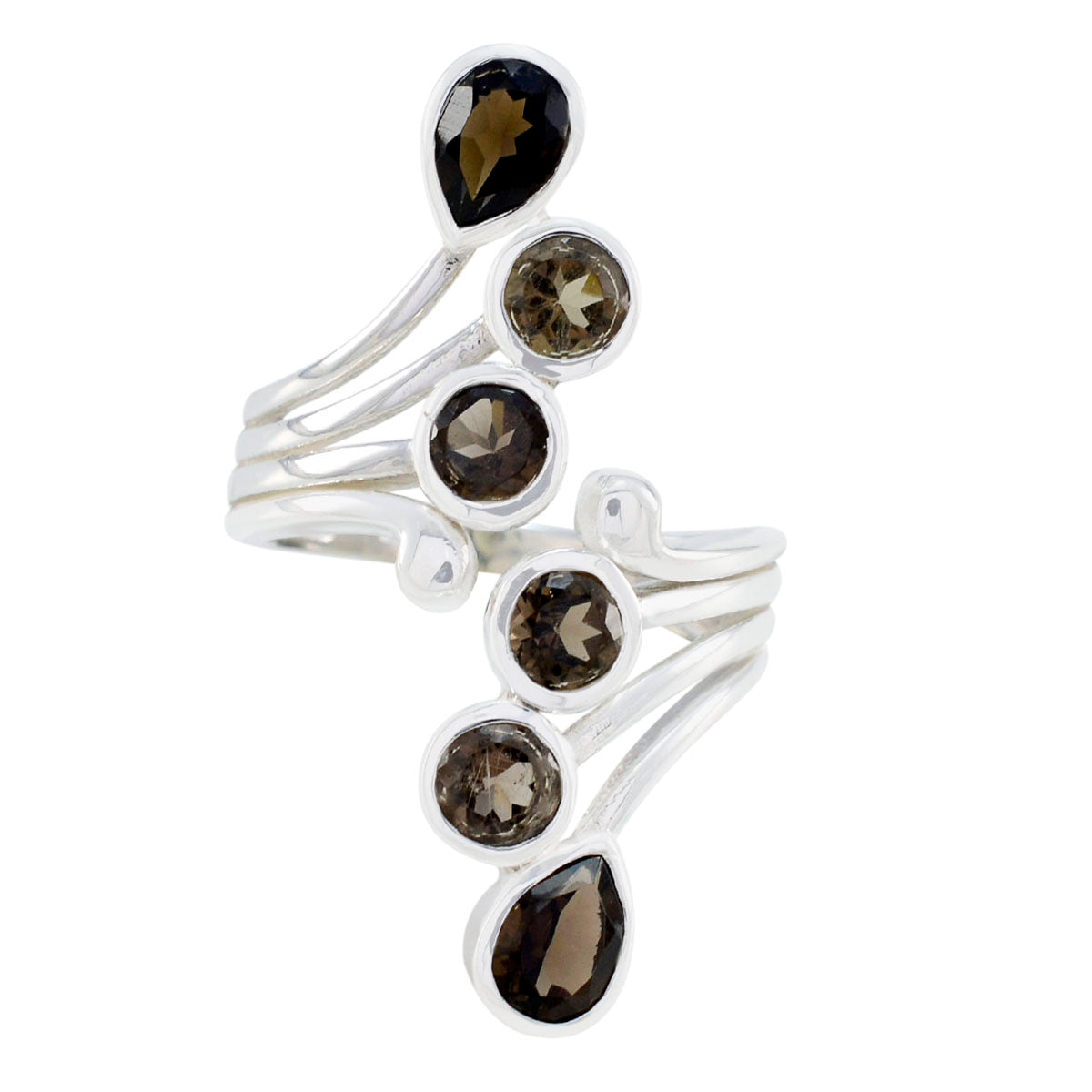 Alejandra Abstract Brown Gemstone Ring in Silver Smoky Quartz Brown