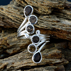 Alejandra Abstract Brown Gemstone Ring in Silver