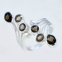 Alejandra Abstract Brown Gemstone Ring in Silver
