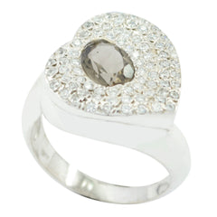 Ayesha Abstract Brown Halo Ring with Sparkling Stones smoky quartz Brown